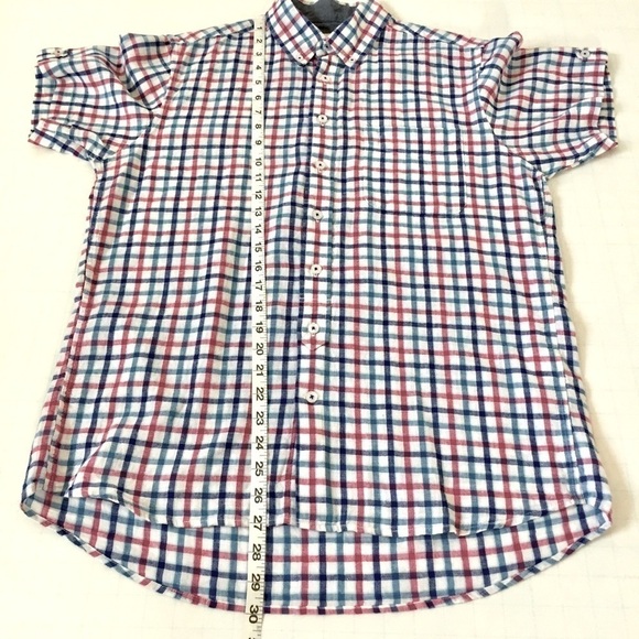 Dressmann Plaid Linen Blend Short Sleeve Shirt M - Picture 6 of 14